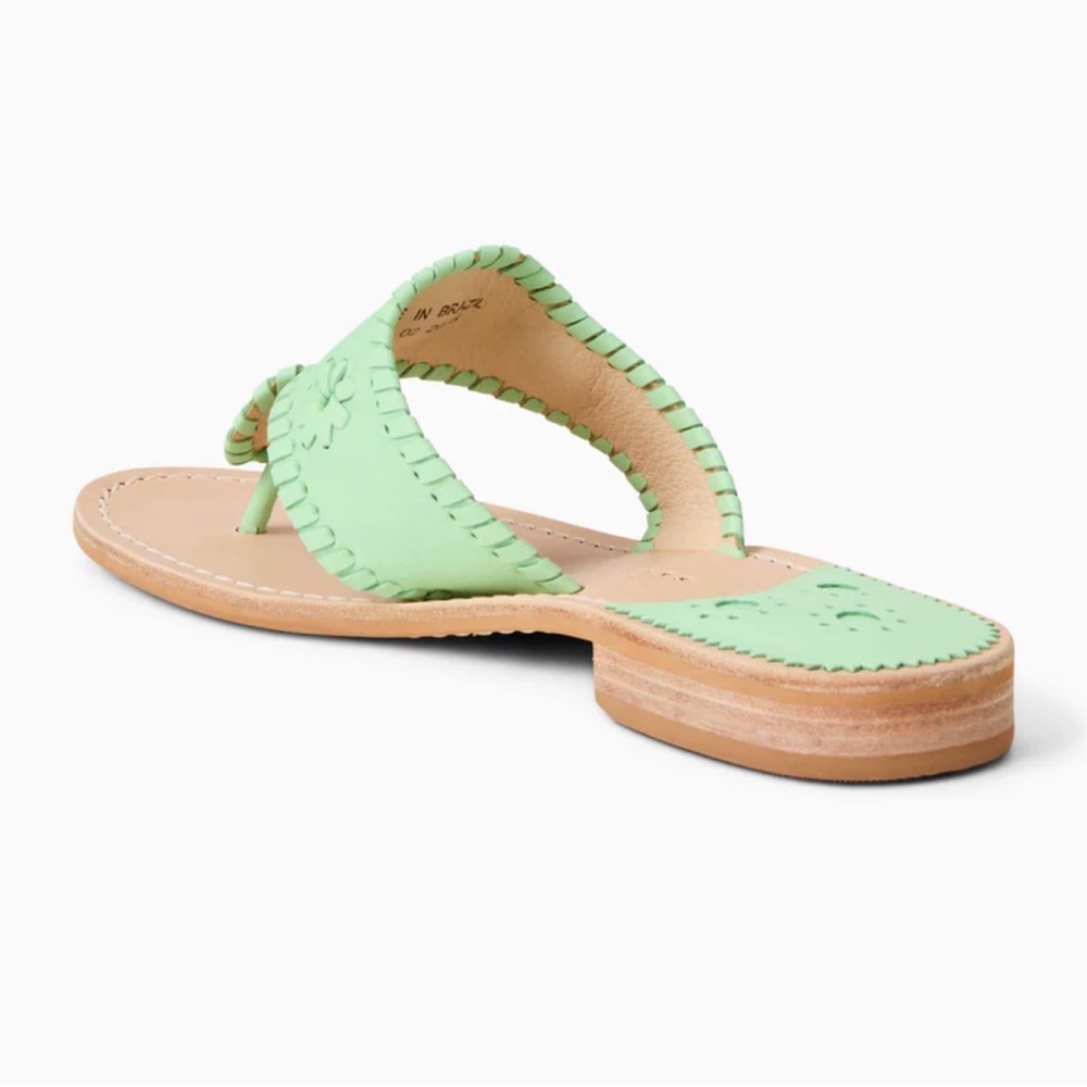 Jack Rogers Pastel Mint Leather Whipstitch Sandals - Picture 3 of 5